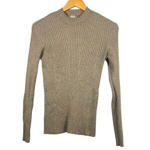 H&M Ribbed Fitted Mock Neck Long Sleeve/Sweater Large